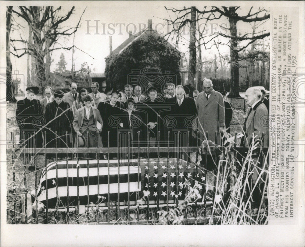 1952 Press Photo Harold Ikckes former Sec. of Interior funeral - Historic Images