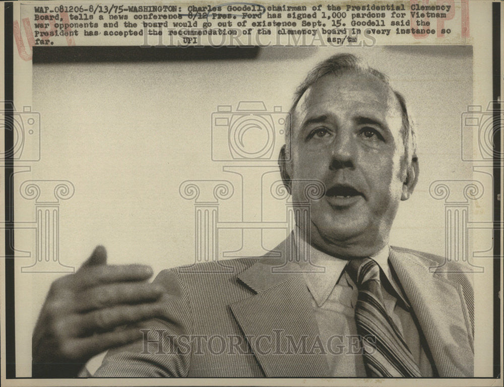 1975 Press Photo Charles Goodell Presidential Clemency Board Chairman - Historic Images