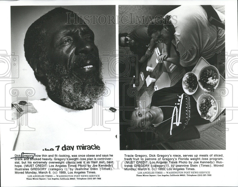 1989 Press Photo Richard Claxton Dick Gregory American comedian, social activist - Historic Images