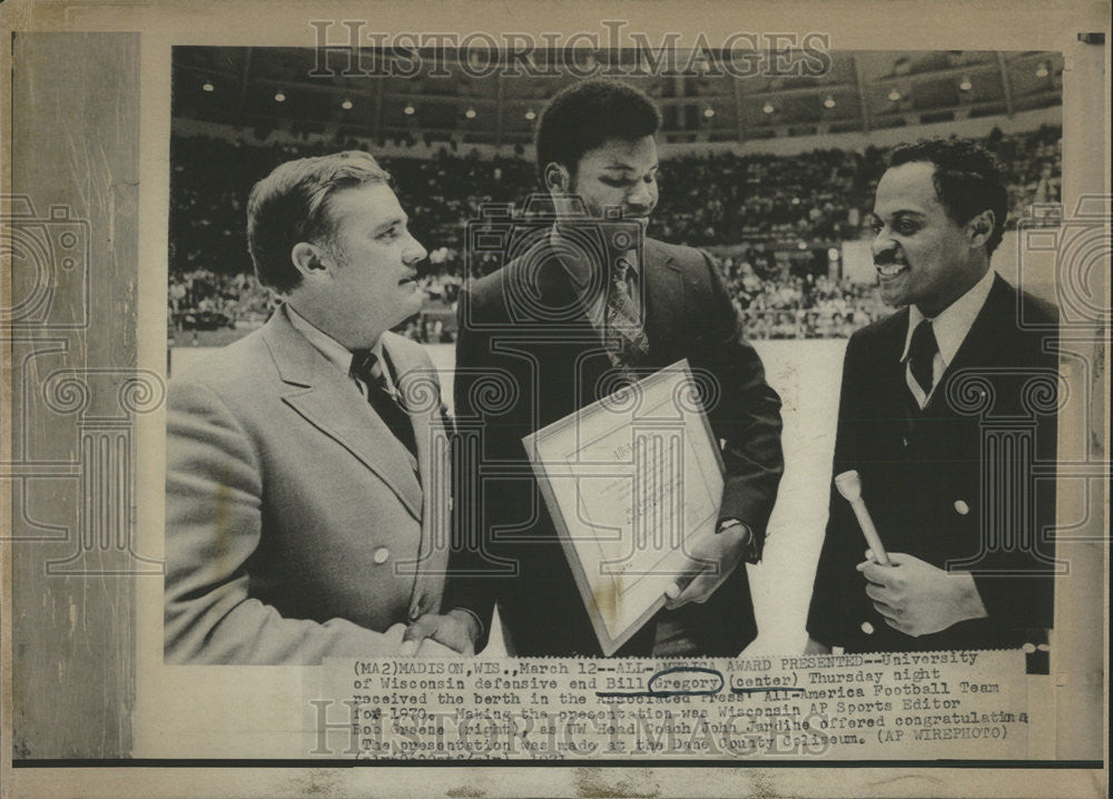 1973 Press Photo Bill Liregory Wisconsin University Defensive - Historic Images