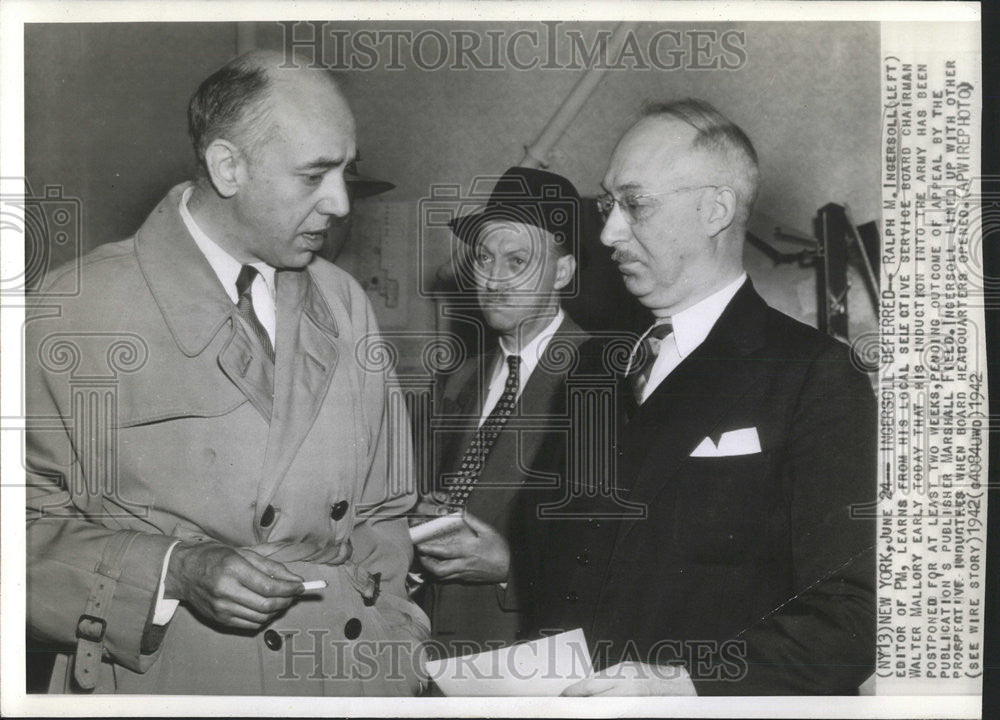 1942 Press Photo Ralph Ingersoll Editor PM Walter Mallory Publisher New York - Historic Images