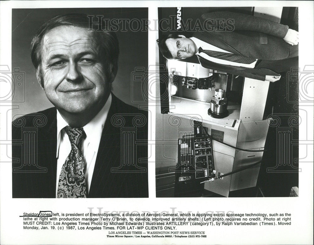 1987 Press Photo Sheldon Jones, President Of ElectroSystems &amp; Lathe - Historic Images