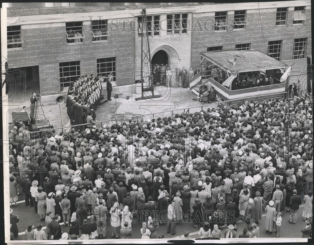 1955 Press Photo Moody Bible Institute Torrey Gray Auditorium ceremony - Historic Images