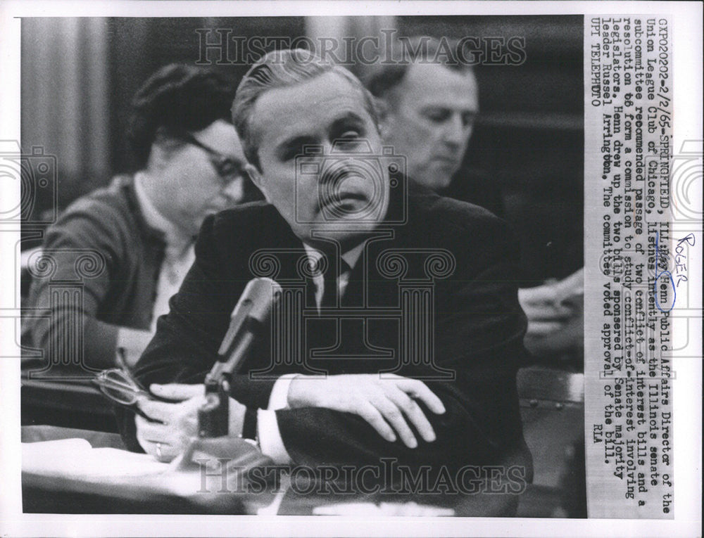 1965 Press Photo Bay Henn Public Affairs Director of the Union League Club, Chic - Historic Images