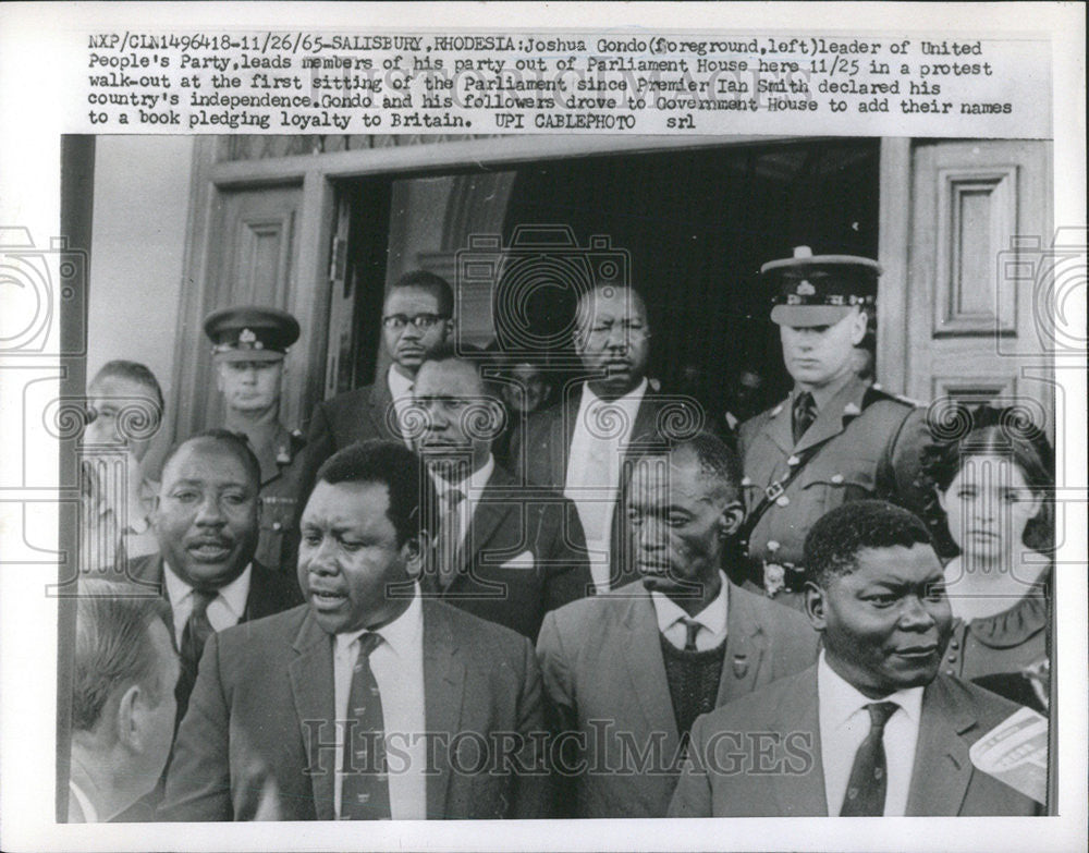 1965 Press Photo Joshua Gondo United People Party Parliament Sailsburg Rhodesia - Historic Images