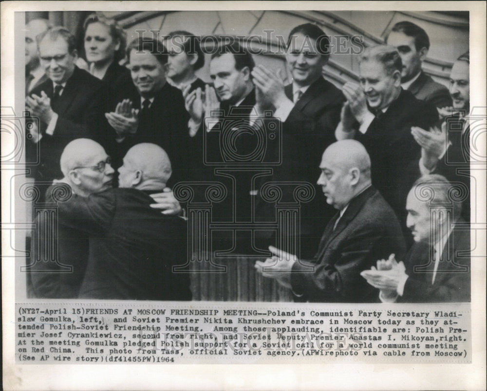 1964 Press Photo Polish-Soviet Friendship meeting - Historic Images
