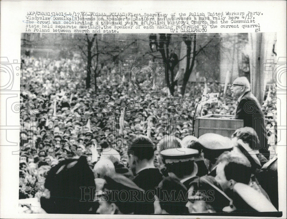 1966 Press Photo First Secretary Polish United Workers Party Wladyslaw Gomulka - Historic Images