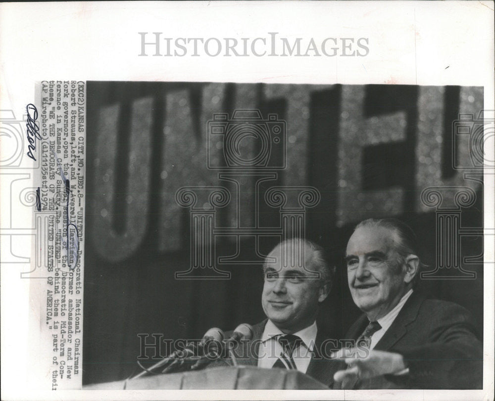 1974 Press Photo Democratic National Chairman Robert Strauss Averell Harriman - Historic Images