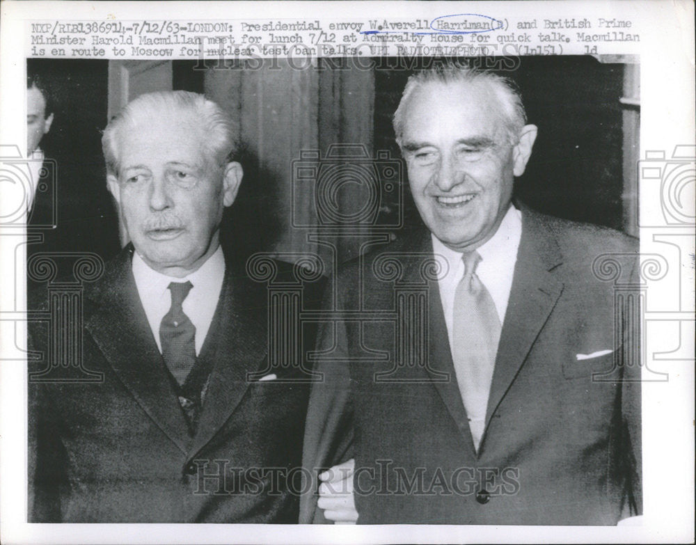 1963 Press Photo Presidential Envoy Averell Harriman Minister Harold Macmillan - Historic Images