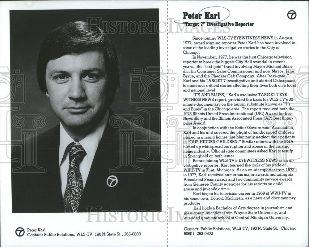 1979 Press Photo Peter Karl Target 7 Invertigative Reporter - Historic Images