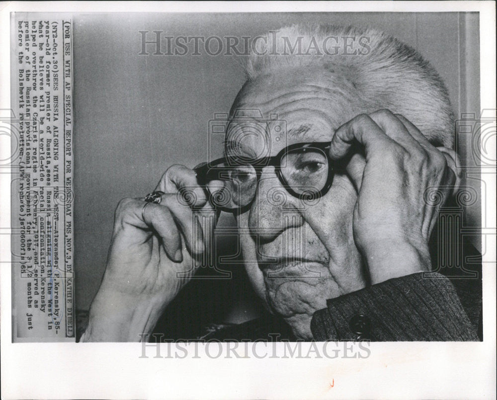 1965 Press Photo Alexander F Kerensky Former Premier Russia Czarist Regime - Historic Images