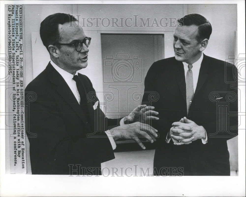 1965 Press Photo Commissioner Education Francis Keppel Superintendant Ray Page - Historic Images