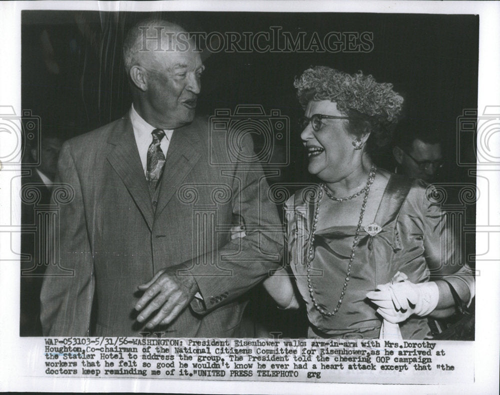 1956 Press Photo President Eisenhower Dorothy Houghton GOP Washington Statler - Historic Images