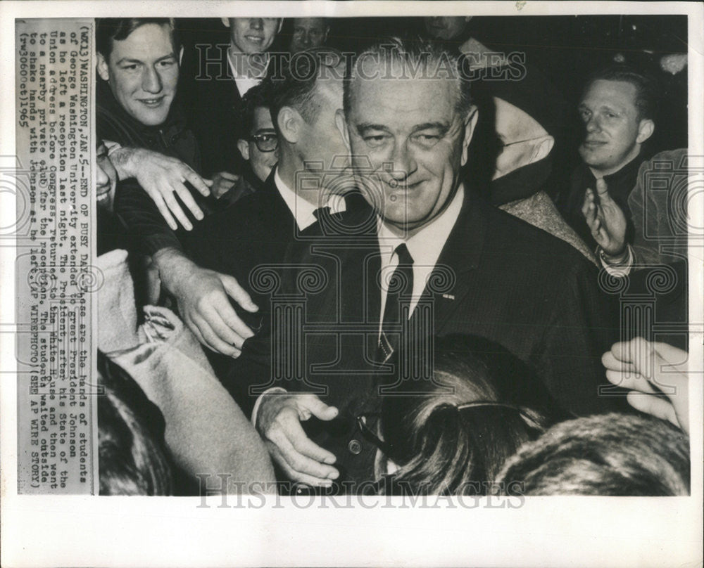 1965 Press Photo George Washington University President Johnson  Washington Meet - Historic Images