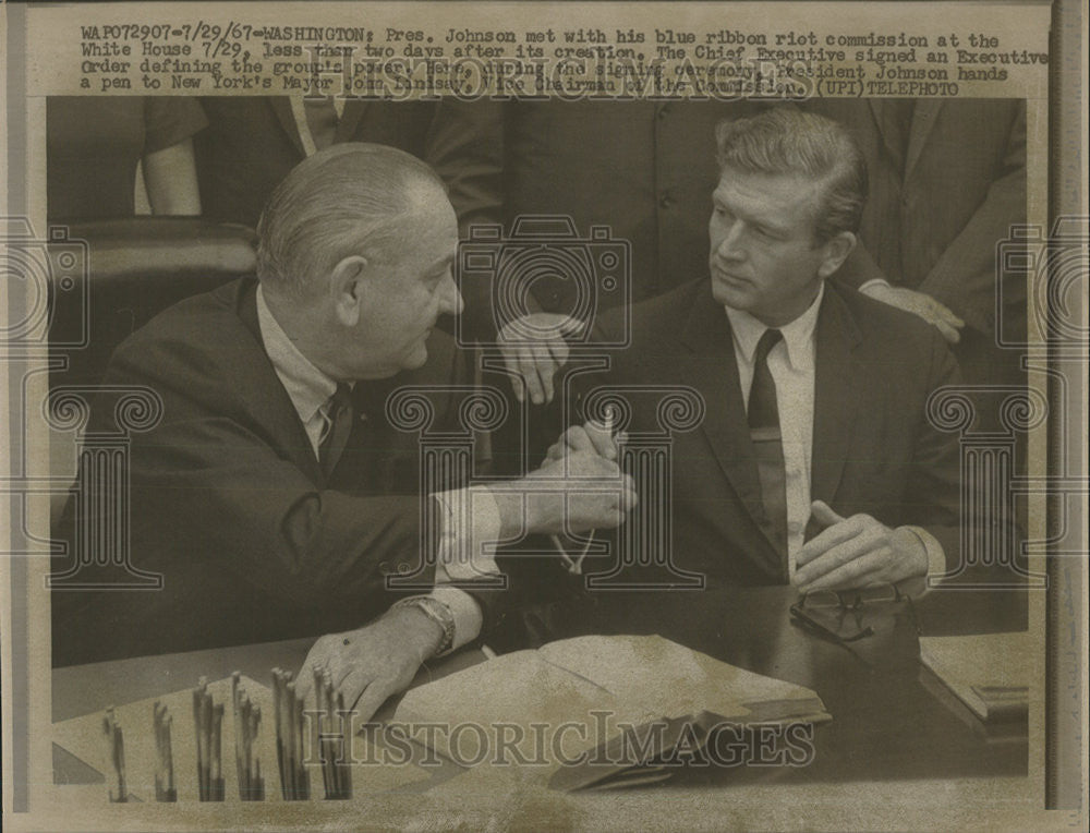 1967 Press Photo President Johnson Mayor John Lindsay Washington White House - Historic Images