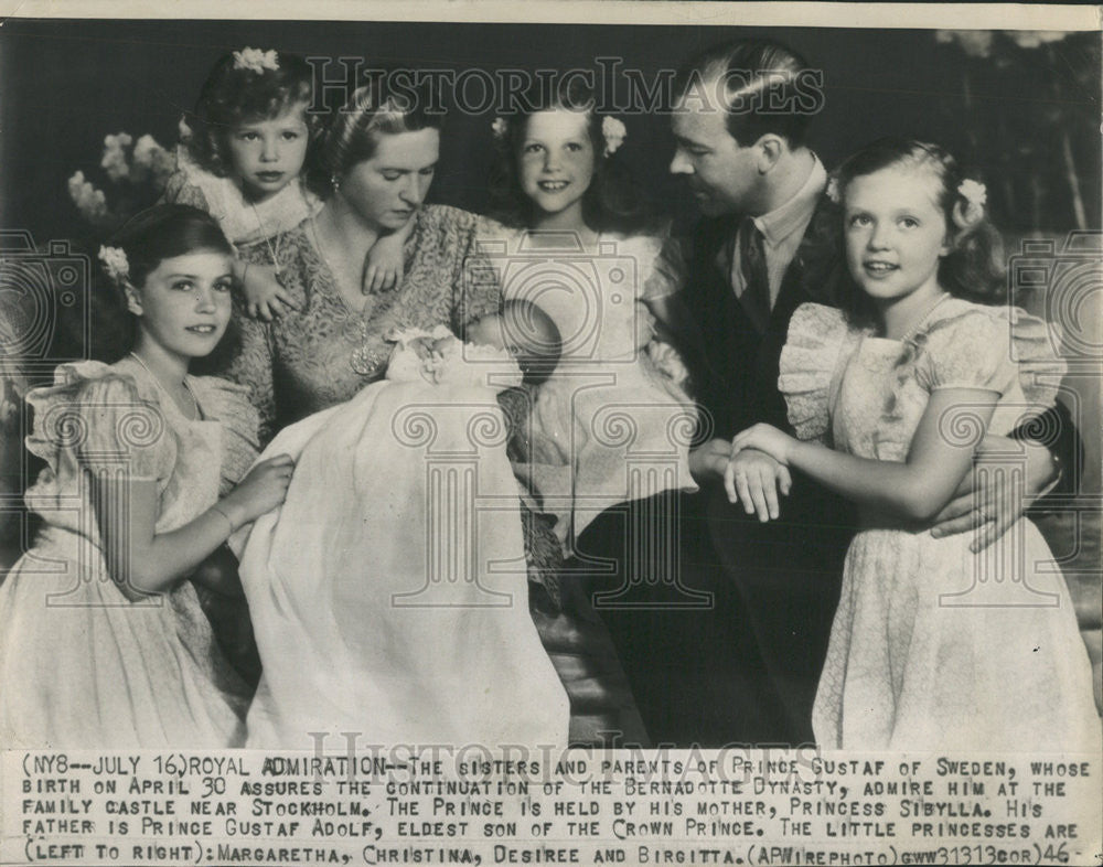 1946 Press Photo The Sisters and parents of Prince Gustaf of Sweden. - Historic Images