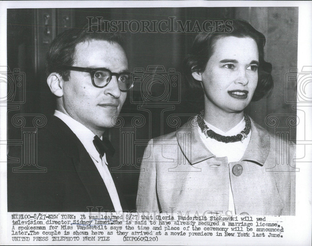 1955 Press Photo Gloria Vanderbilt Stokowski television director Sidney Lumet - Historic Images