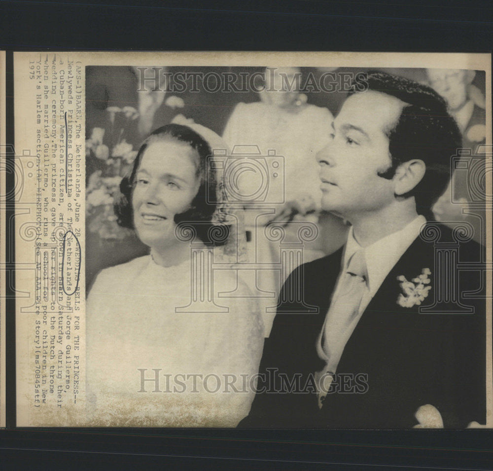 1975 Press Photo Princess Christina Of The Netherlands And Jorge Guillermo Wed - Historic Images