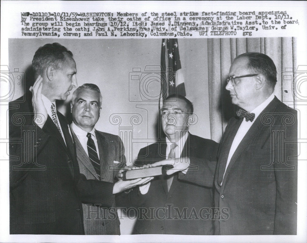 1959 Press Photo Washington President Eisenhower Oath labor Department Steer - Historic Images