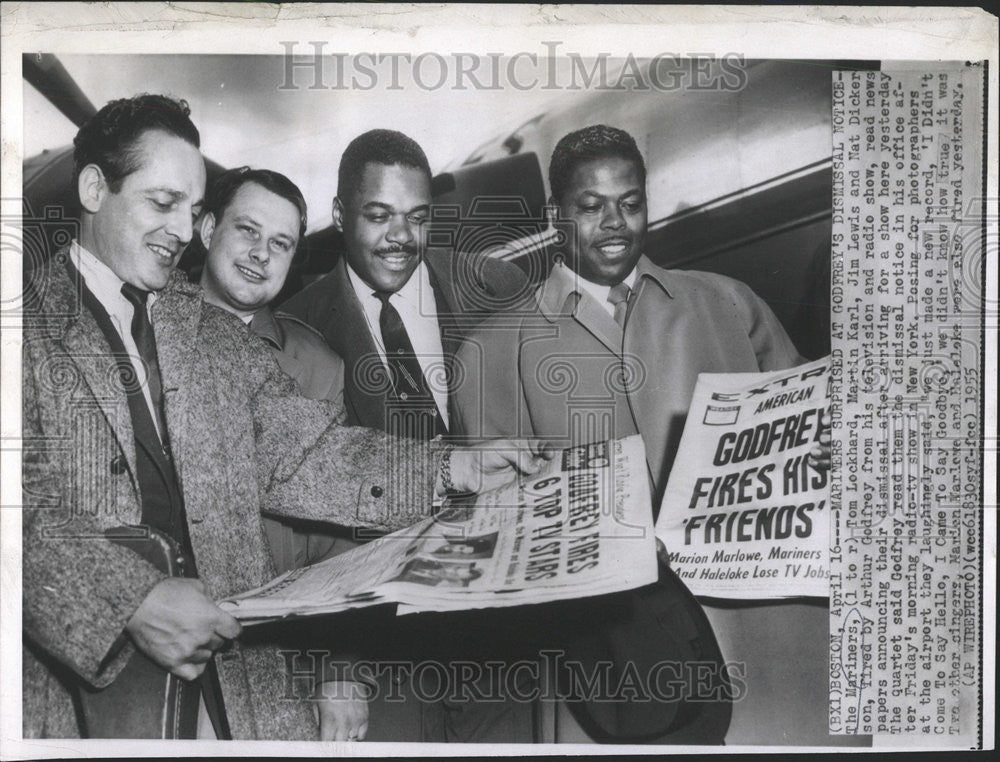 1955 Press Photo Tom Lockhard Martin Karl Jim Lewis Nat Dicker  Arthur Godfrey - Historic Images