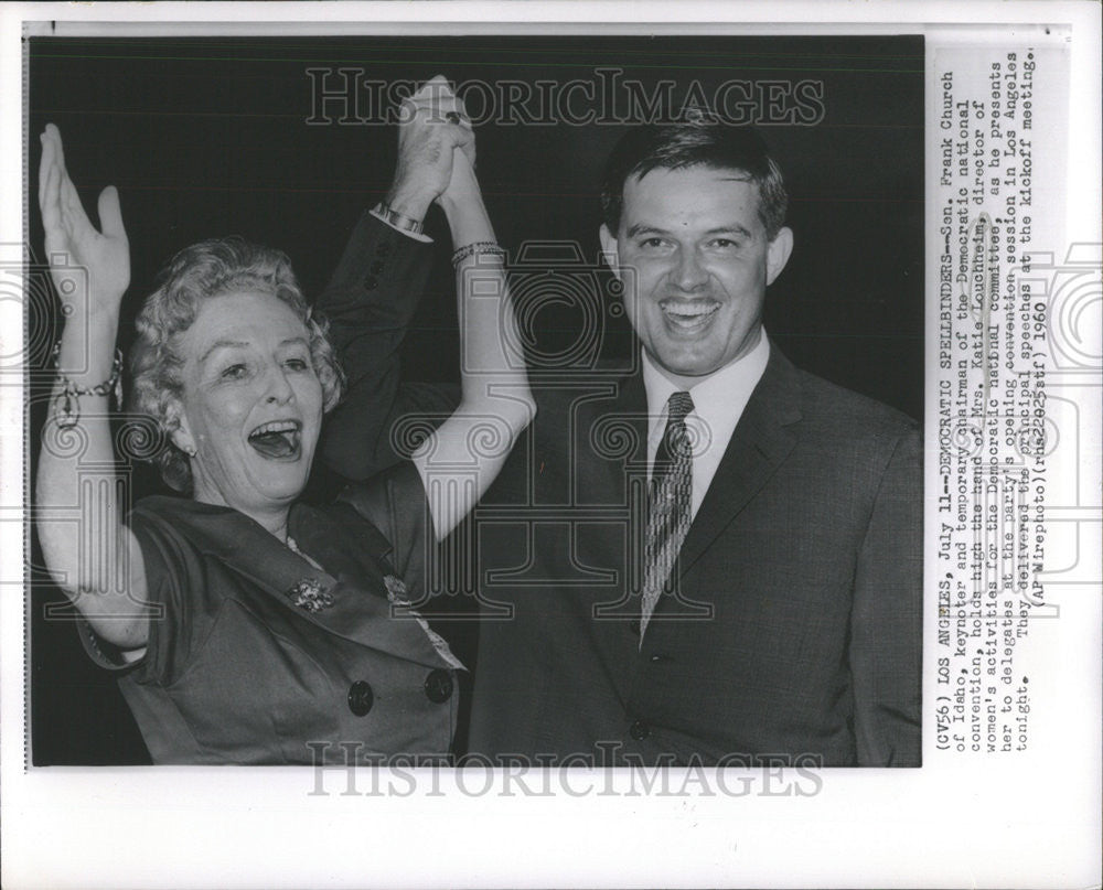 1960 Press Photo Senate Frank Church Idaho Katie Louchheim Los Angeles Committee - Historic Images