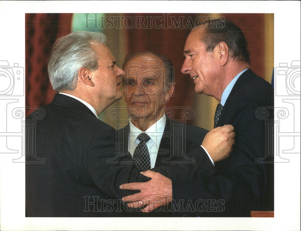 1996 Press Photo Serbian Slobodon Millosevic French Jacques Chirac Bosnian Allia - Historic Images