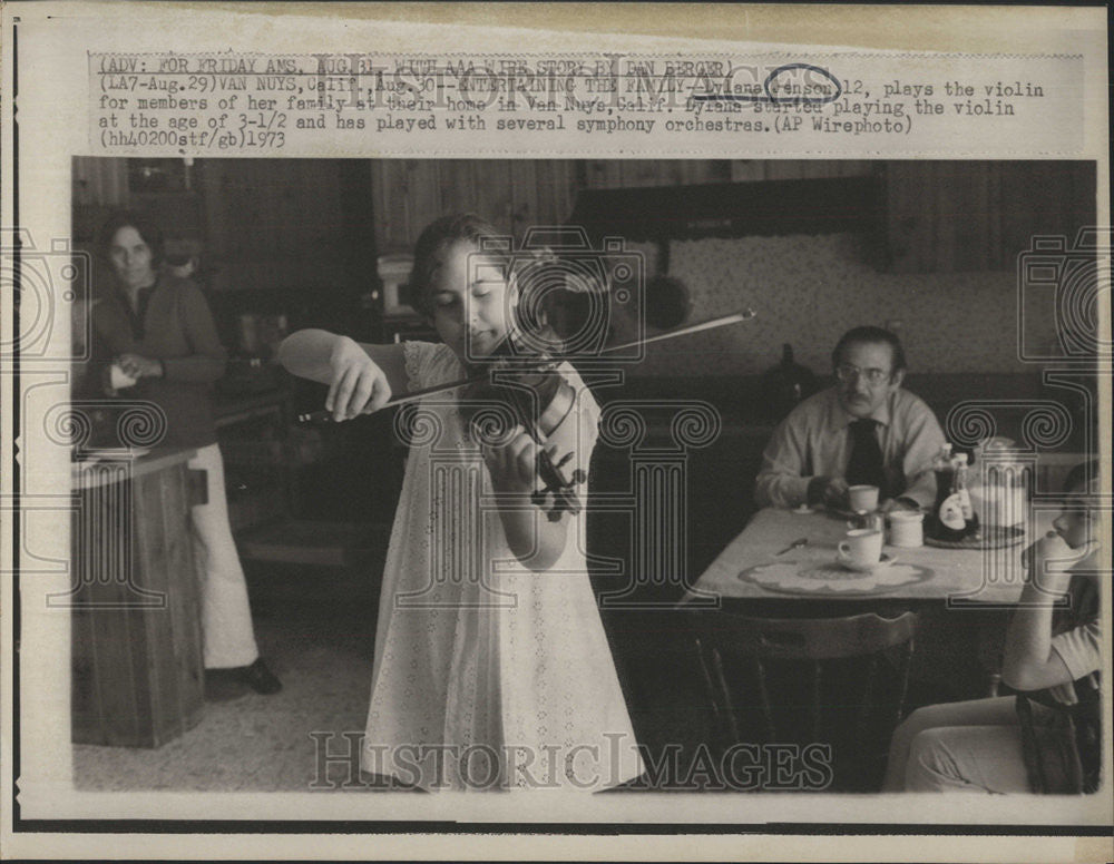 1973 Press Photo Dylana Jenson American concert violinist Van Nuy performance - Historic Images