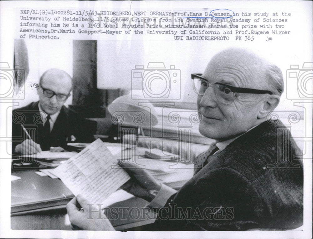 1963 Press Photo Professor Hans Jensen study University Heidelberg West Germany - Historic Images