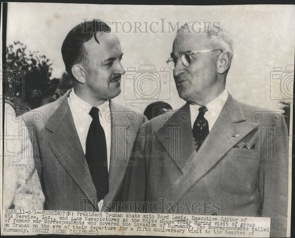 1949 Press Photo President Truman Boyd Lewis Acme Newspictrures NEA Executive - Historic Images