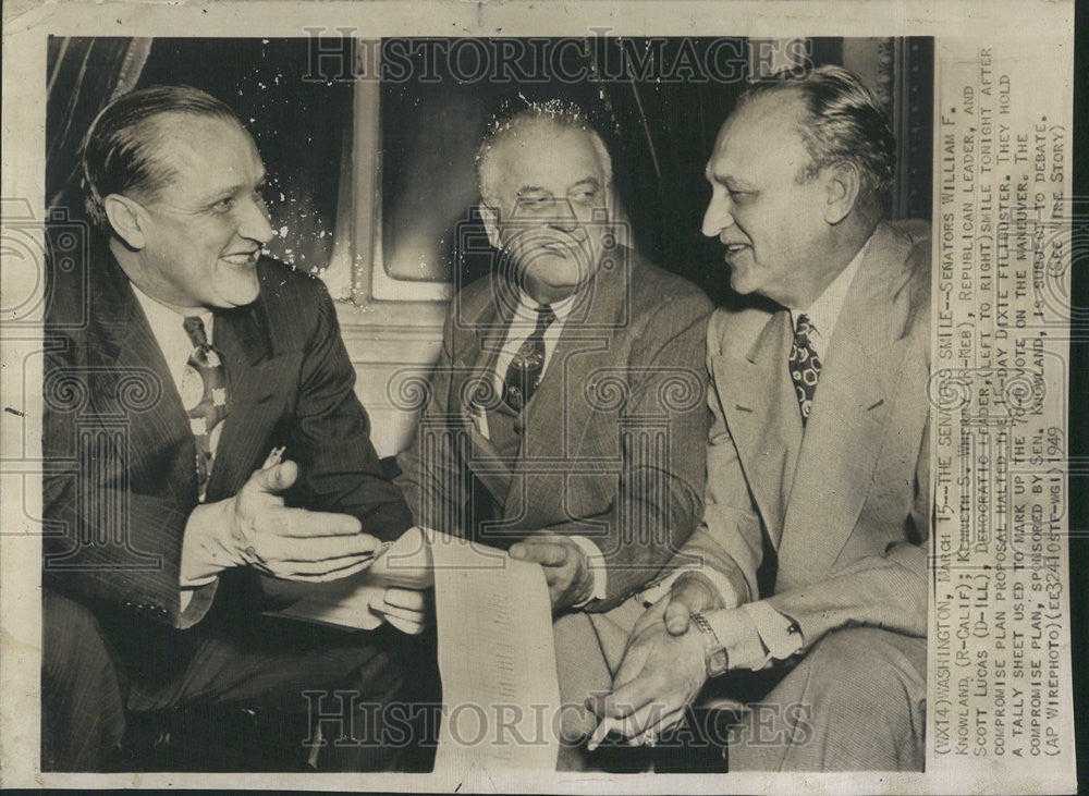 1940 Press Photo Senators William Knowland Kenneth Wherry Scott Lucas Republican - Historic Images