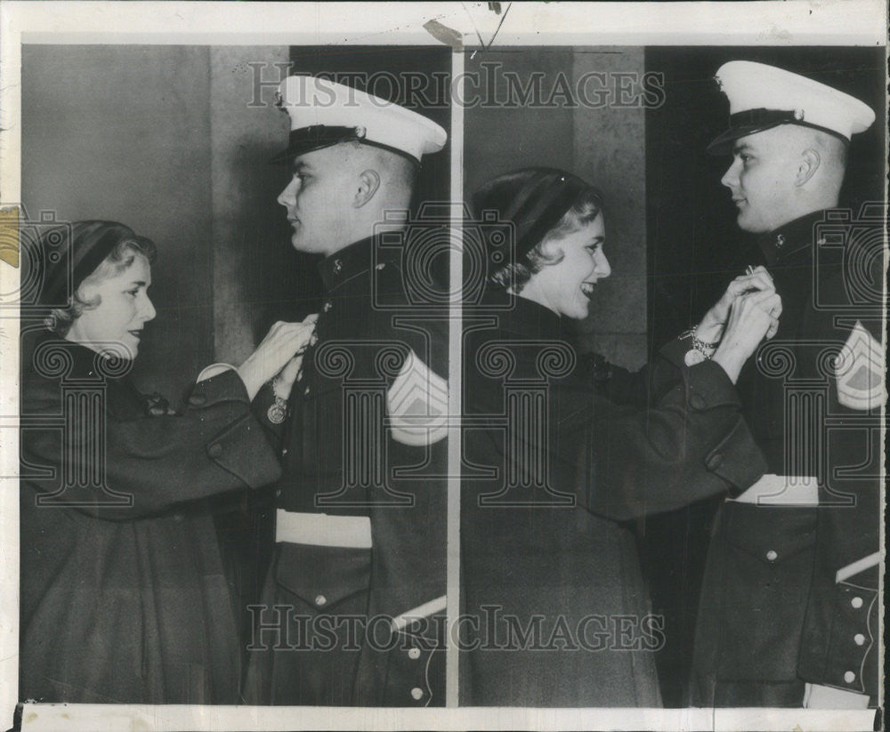 1953 Press Photo Ambassador Clare Boothe Luce Rome Ceremony Marine embassy guard - Historic Images