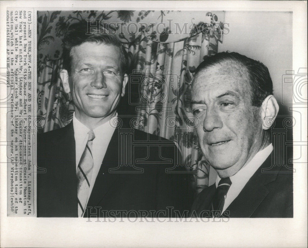 1965 Press Photo Elect John Lindsay New York City Mayor Robert Wagner Gracie - Historic Images