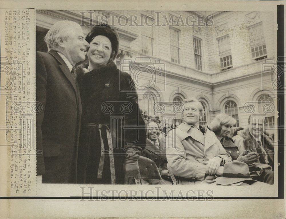 1957 Press Photo Mayor New York Abraham Beame Mary John Lindsay New Jersey Byrne - Historic Images