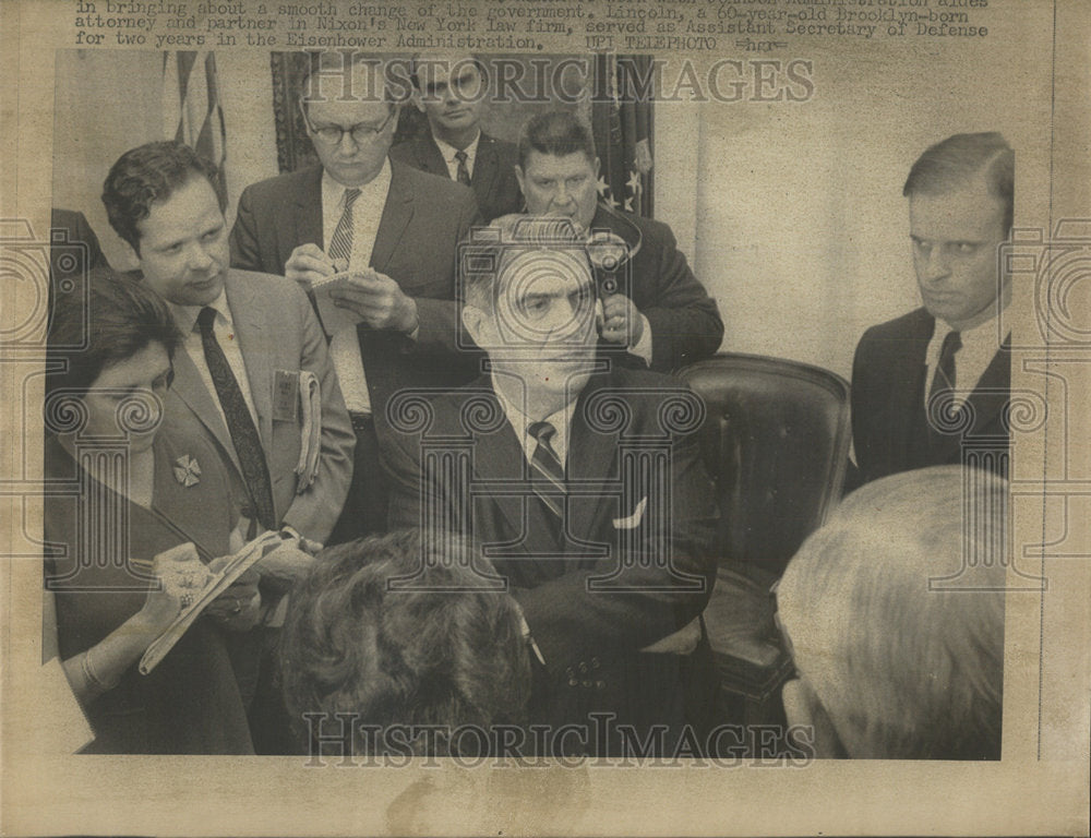 1968 Press Photo Franklin Lincoln Attorney Secretary Defense Nixon Partner - Historic Images