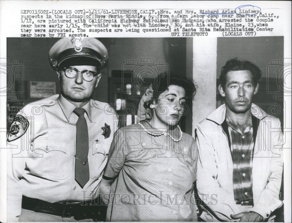 1961 Press Photo Richard Arlen Lindsey Kidnapping Suspects - Historic Images