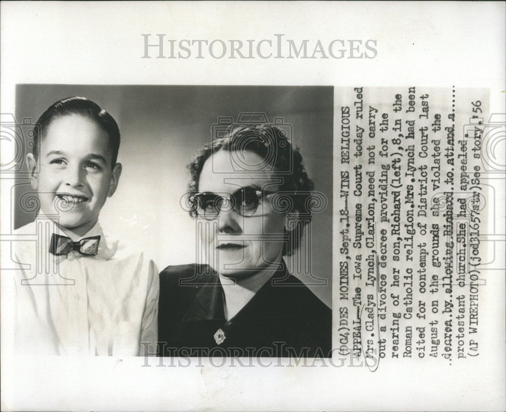 1956 Press Photo Iowa Supreme Court Gladys Lynch Clarion Catholic religion - Historic Images