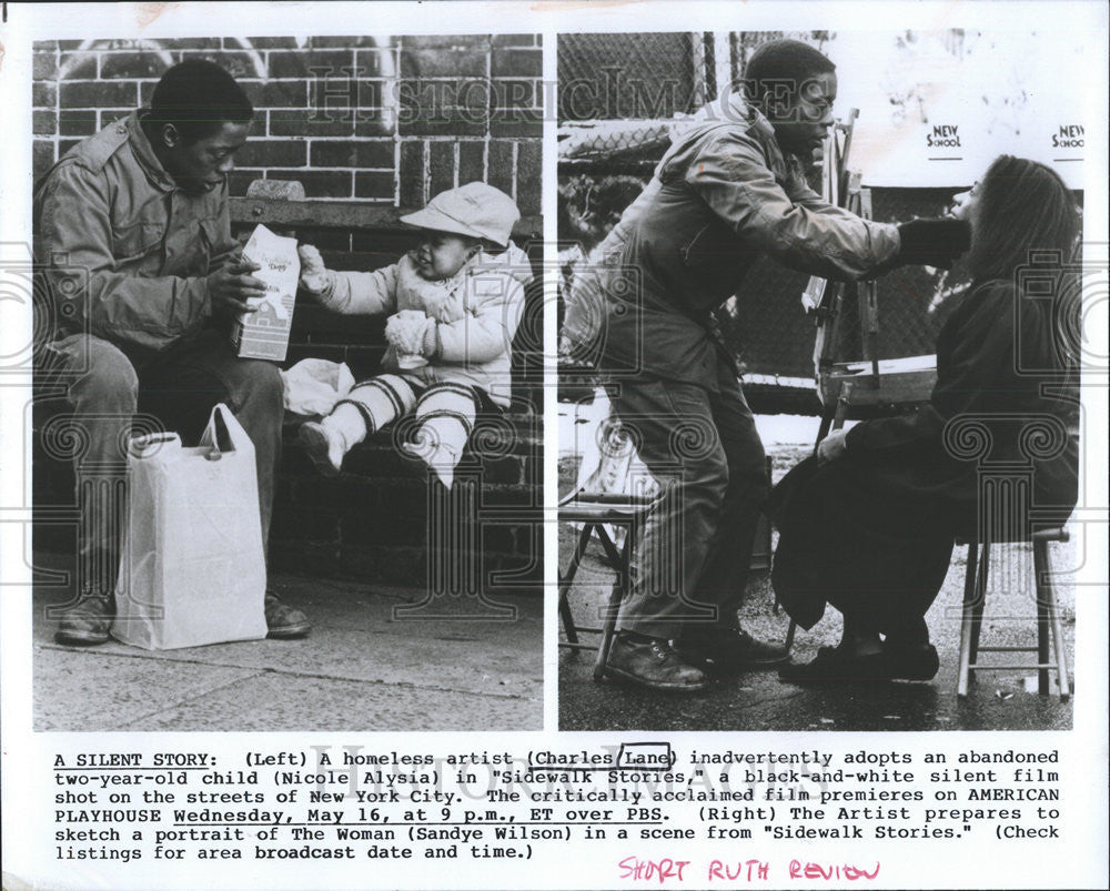 Press Photo Charles Lane Nicole Alysia film TV Star Sidewalk Stories movie scene - Historic Images