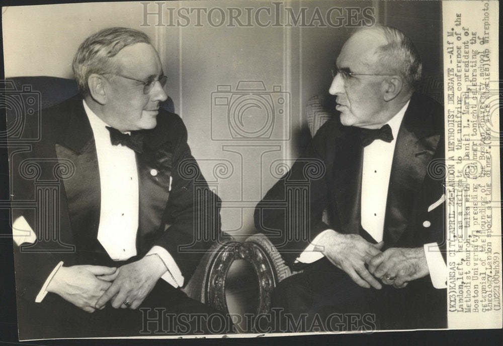 1939 Press Photo Alf M. Landon Methodist Church Dr. Daniel L. Marsh Boston Univ. - Historic Images