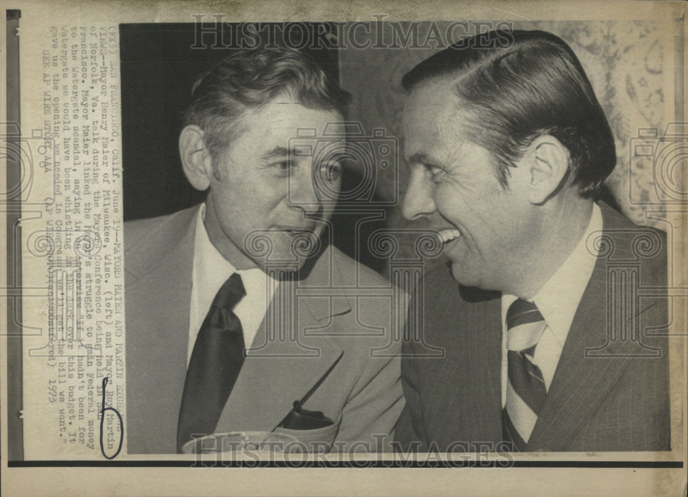 1973 Press Photo Henry Maier and Roy Martin at the Mayor&#39;s Conference. - Historic Images