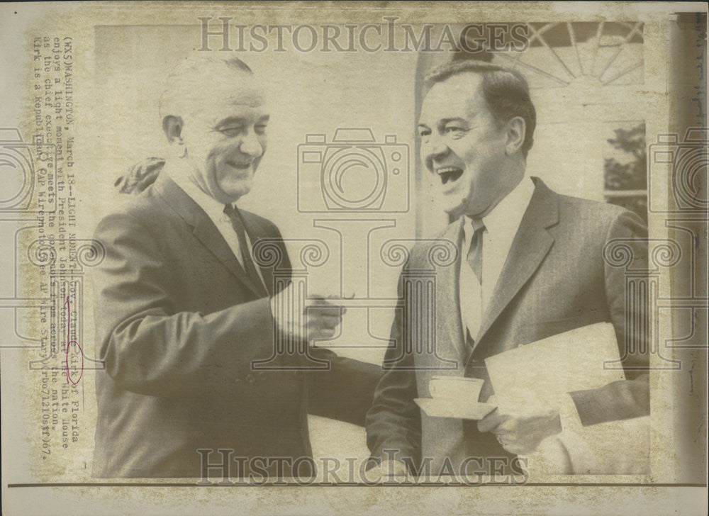 1967 Press Photo Claude Kirk Florida President Johnson White House executive - Historic Images