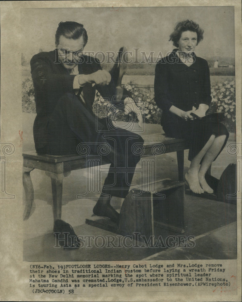 1958 Press Photo Henry Cabot Lodge American Republican Politician Senator - Historic Images
