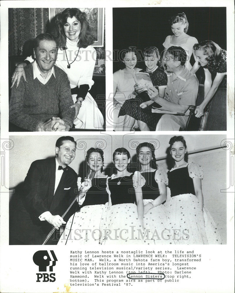 1987 Press Photo Kathy Lennon Lawrence Welk nostalgic America Ballroom music - Historic Images