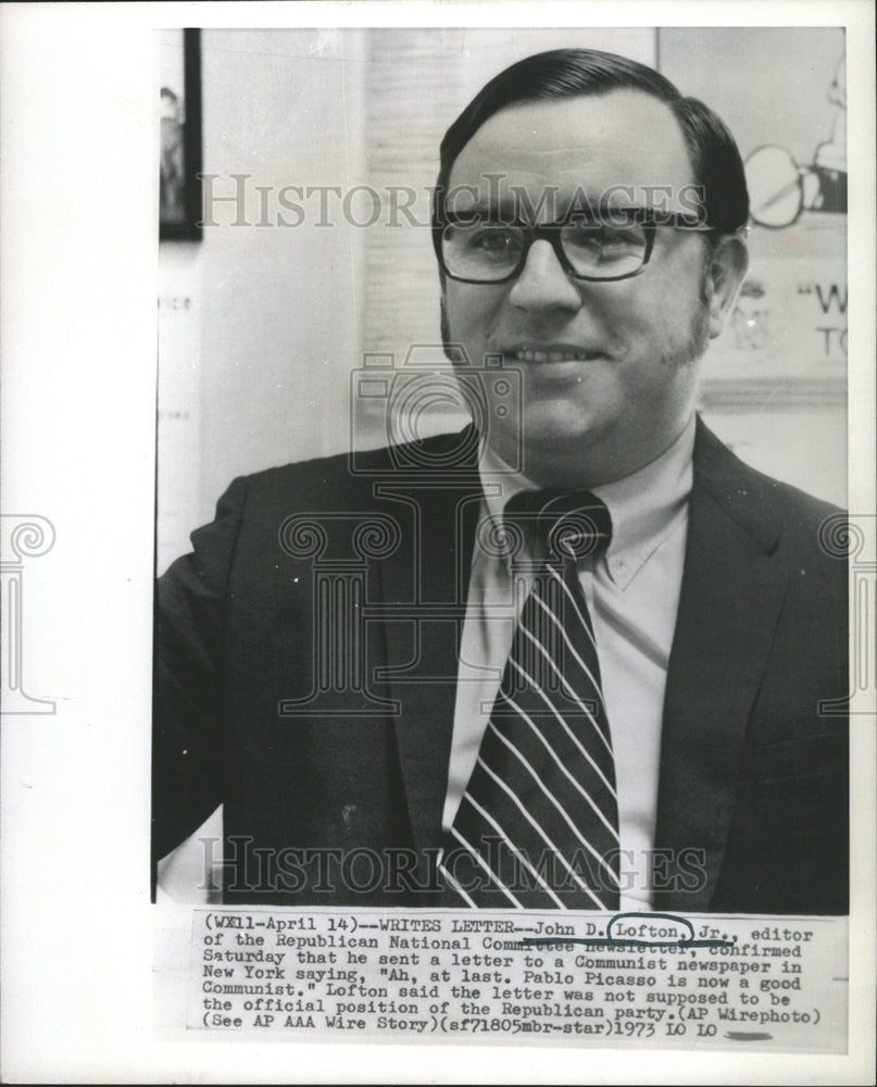 1973 Press Photo  John Lofton Jr Republican National Committee newsletter sent - Historic Images