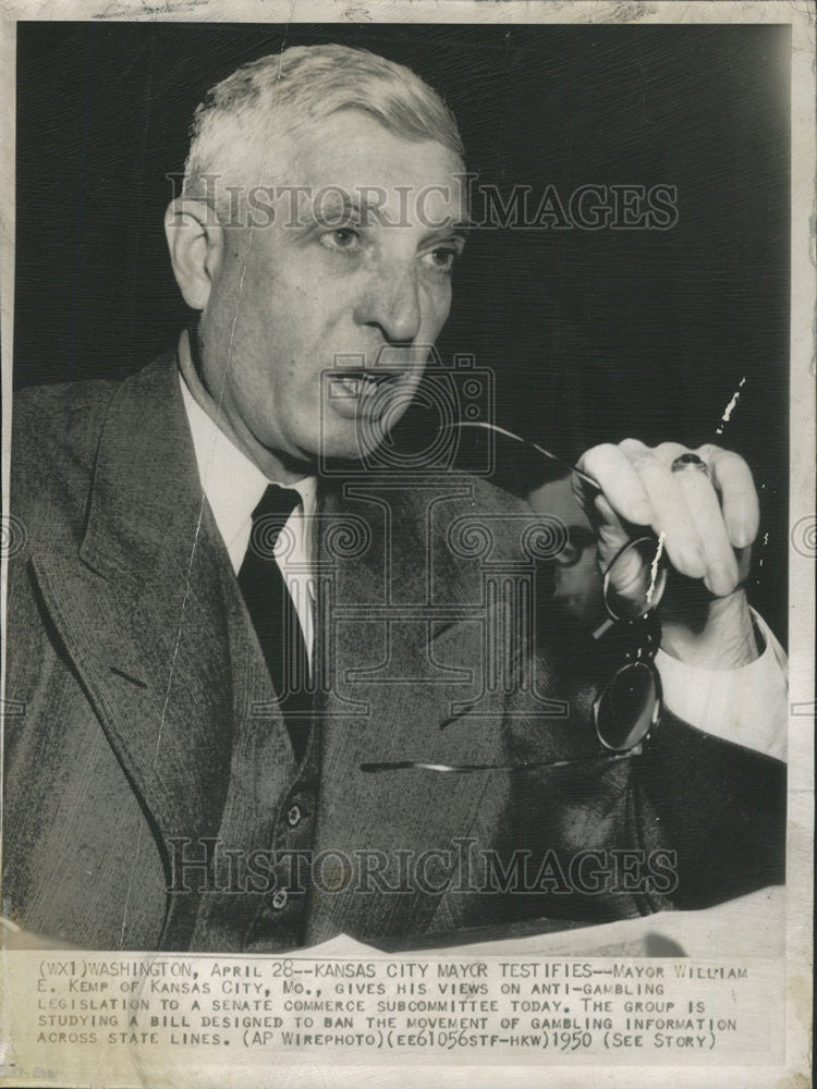 1950 Press Photo United States Kansas City Missouri Mayor William E. Kemp - Historic Images