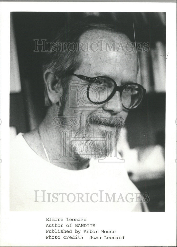 1987 Press Photo Elmore Leonard Author Bandits Photographer Joan - Historic Images