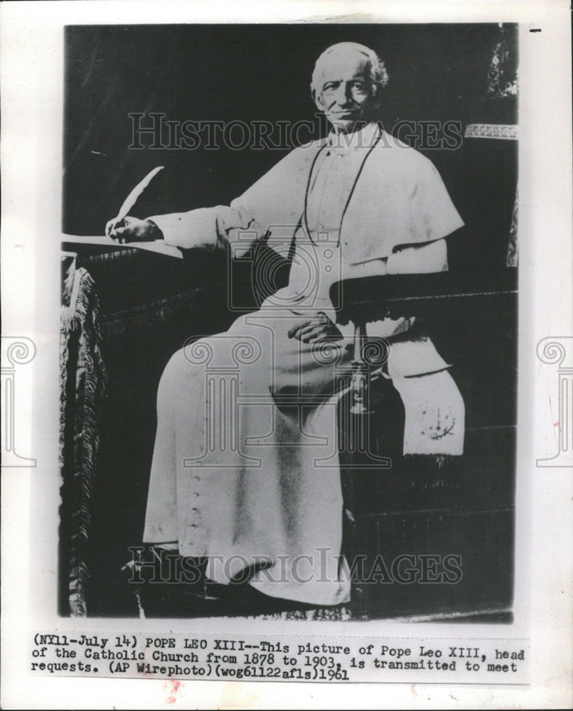 1961 Press Photo Pope Leo XIII Roman Catholic Church Vatican Rome Italy - Historic Images