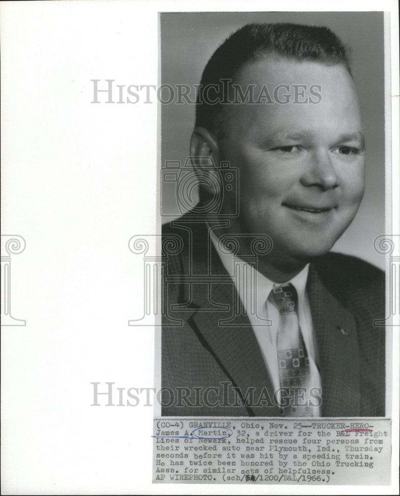 1966 Press Photo James Martin B&amp;L Freight Lines Newark Plymouth Indiana - Historic Images