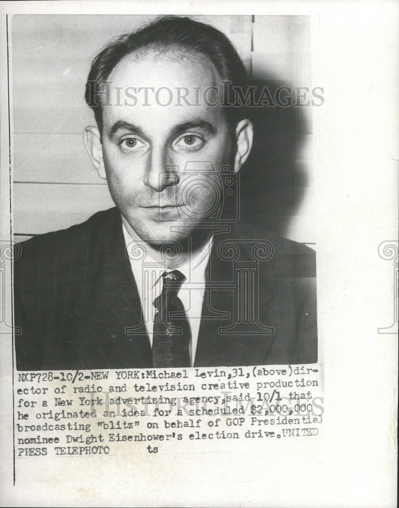 1952 Press Photo Michael Levin American Advertising Agency Executive - Historic Images