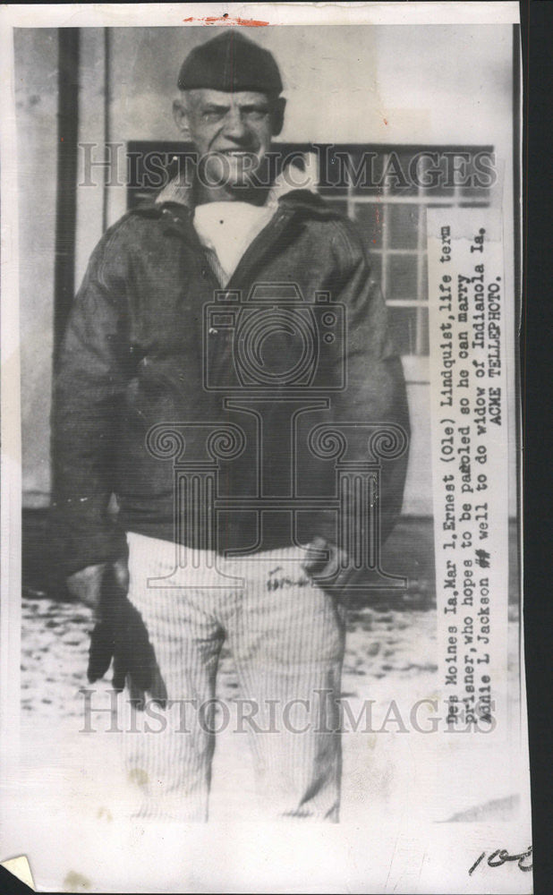 1961 Press Photo Des Moines Mar  Ernest Addie Jackson Prisoner Lindquist Paroled - Historic Images