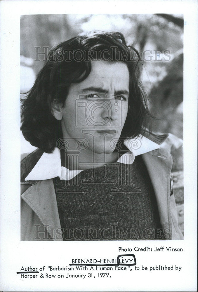 1991 Press Photo Bernard Henrilevy author Barbarism Human Face Harper row publis - Historic Images